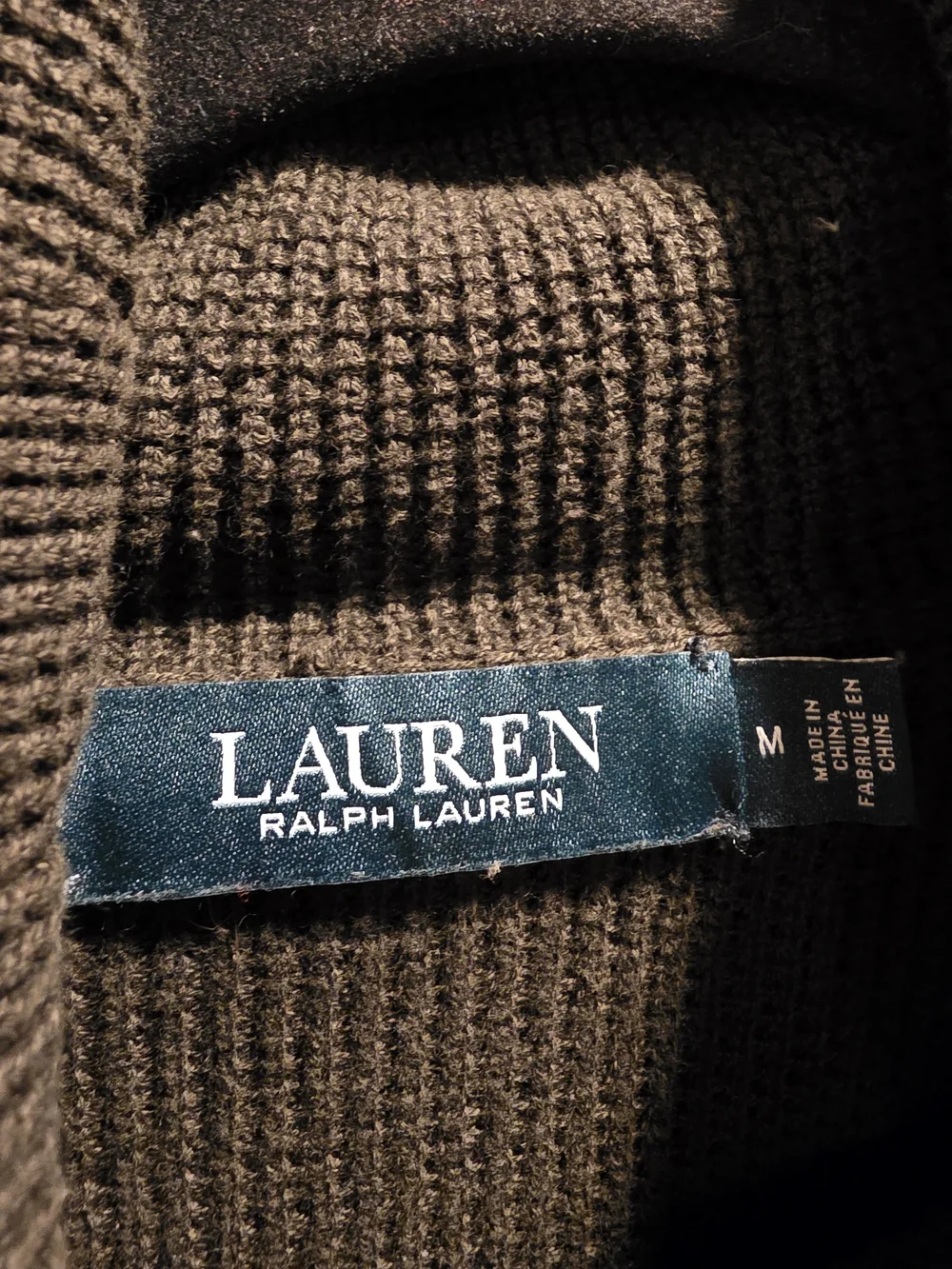 ✳️ Ralph Lauren Women's Army Green Drawstring Cowlneck Sweater 100% Cotton Sz M